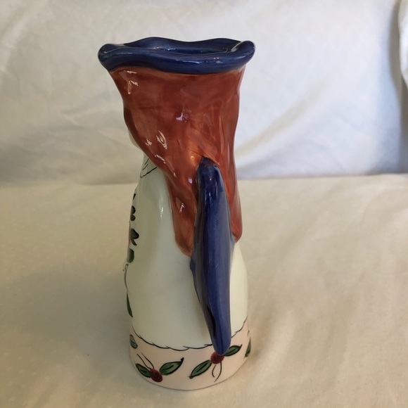 RUSS Angel Vase 6.5” Tall Ceramic Sweet Red-Haired Angel White, Blue, Pink Red - Picture 3 of 5